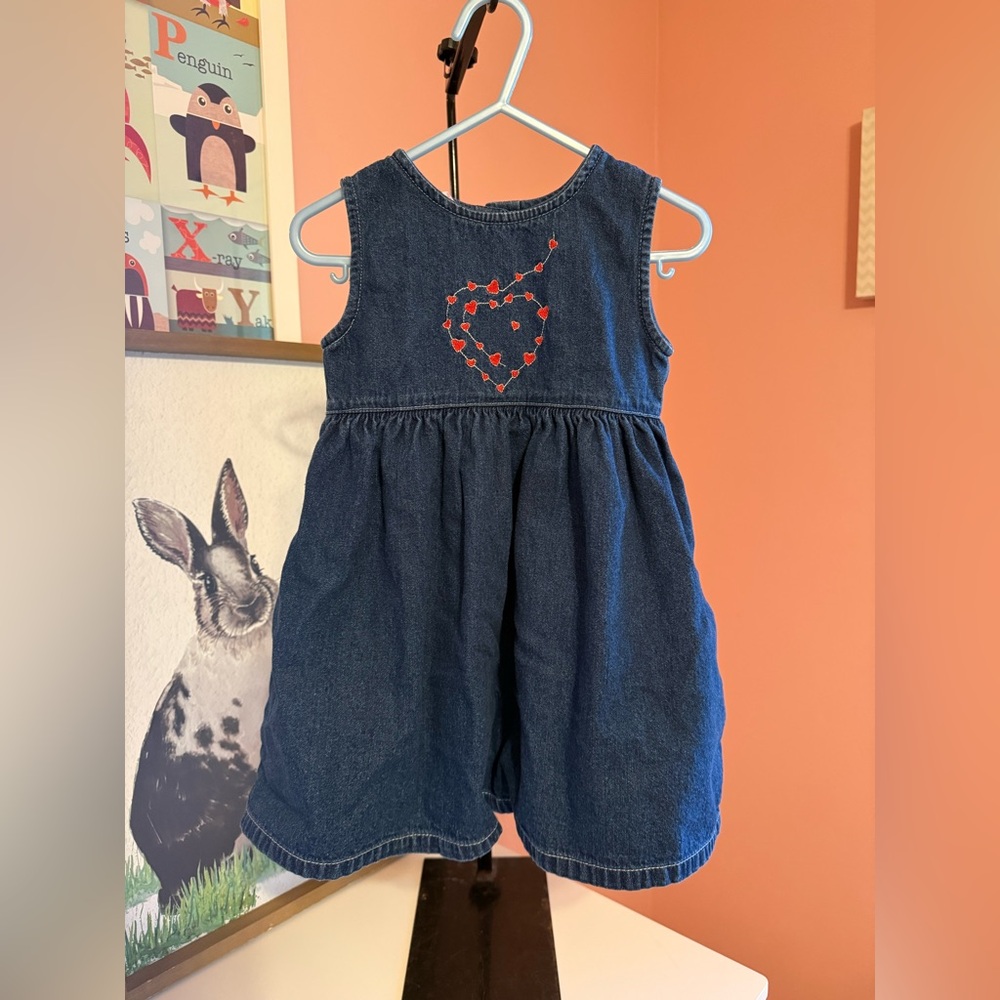 Kidlooks Denim Dress w Hearts Size 18 Months